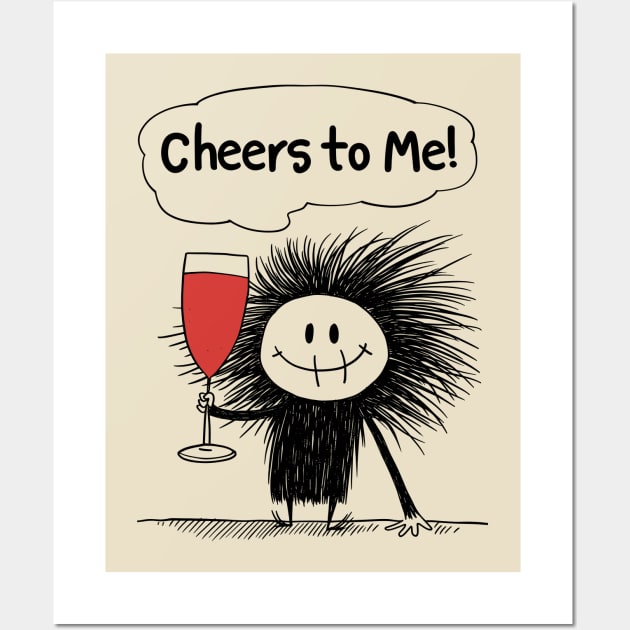 Cheers to Me!: Monster Celebrates Solo with Bubbly Whimsy Wall Art by Abystoic